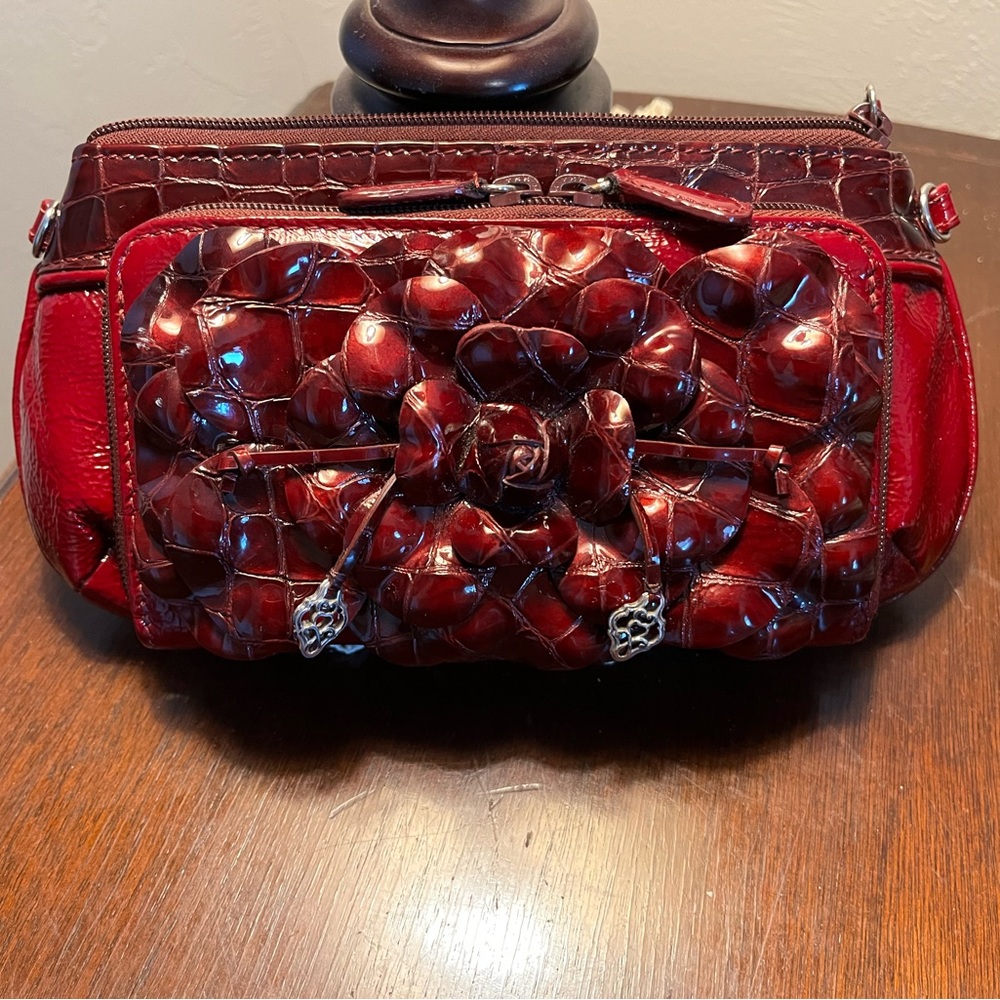 Brighton Red flower crossbody/organizer purse